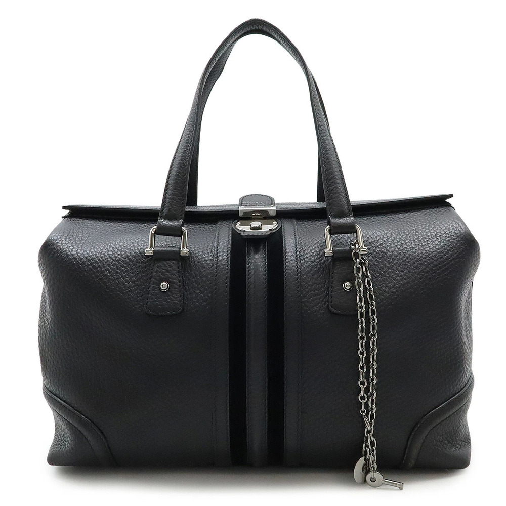 Gucci Sherry Handbag Boston Bag Leather Suede Black